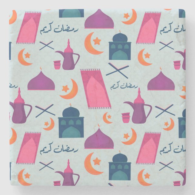 Dessous-de-verre En Pierre Motif Joyeux Ramadan (Devant)