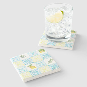 Dessous-de-verre En Pierre Motif Méditerranéen au Citron Italien