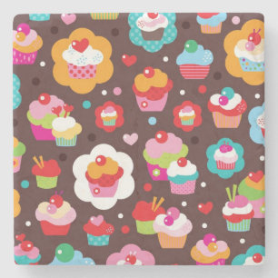Dessous-de-verre En Pierre Motif mignon de gâteau de tasse