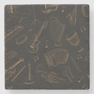 Dessous-de-verre En Pierre Motif musical