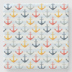 Dessous-de-verre En Pierre Motif nautique avec des Ancres