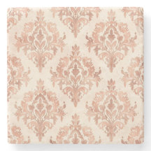 Motif ornemental aquarelle damassé pêche chaud