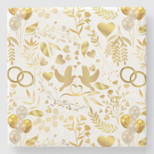 Dessous-de-verre En Pierre motif ornementaux mariages en or 02