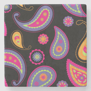 Dessous-de-verre En Pierre Motif Paisley Coloré