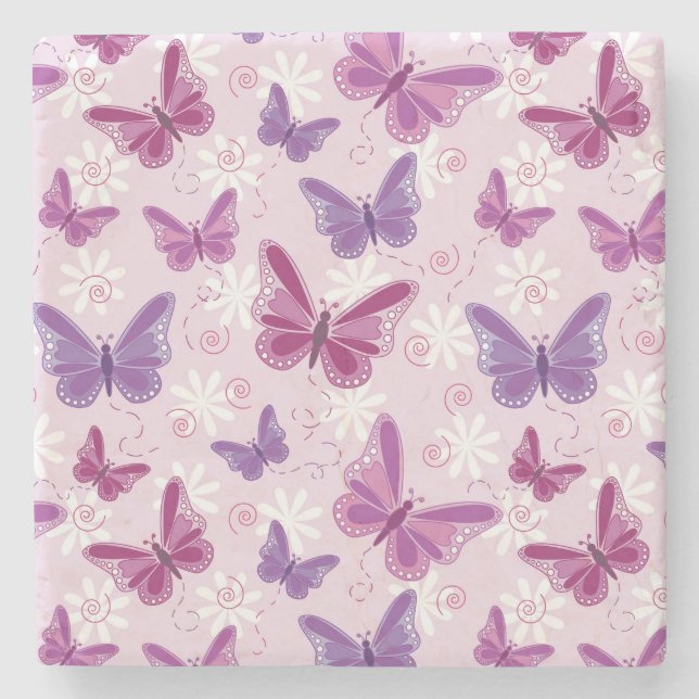 Dessous-de-verre En Pierre motif papillon 2 (Devant)
