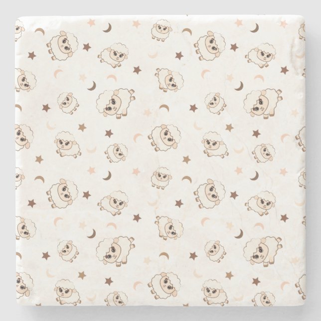 Dessous-de-verre En Pierre Motif Pastel Sheep (Devant)