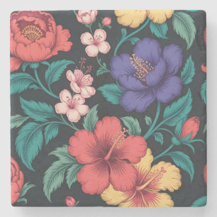 Dessous-de-verre En Pierre Motif répétitif de fleurs sauvages
