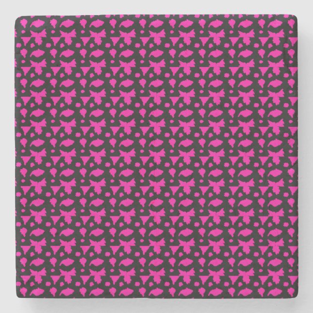 Dessous-de-verre En Pierre Motif Rose Abstrait (Devant)