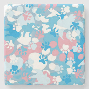 Dessous-de-verre En Pierre Motif rose et bleu de chien de camouflage