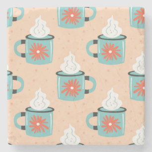 Dessous-de-verre En Pierre Motif sans couture de tasse bleu clair.