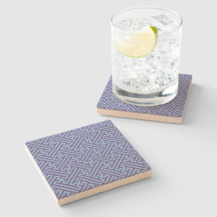 Dessous-de-verre En Pierre Motif Sayagata, Japonais, Violet et Bleu
