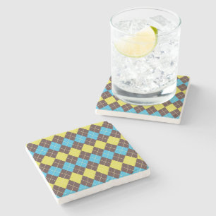 Dessous-de-verre En Pierre Motif Tartan Écossais des Années 70