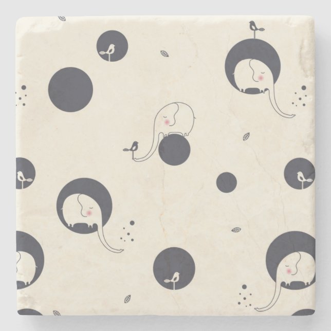 Dessous-de-verre En Pierre Motif timide d'éléphant (Devant)