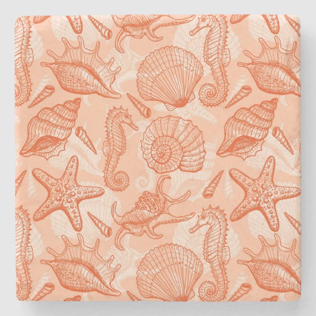 Dessous-de-verre En Pierre Motif tiré par la main de mer (Devant)