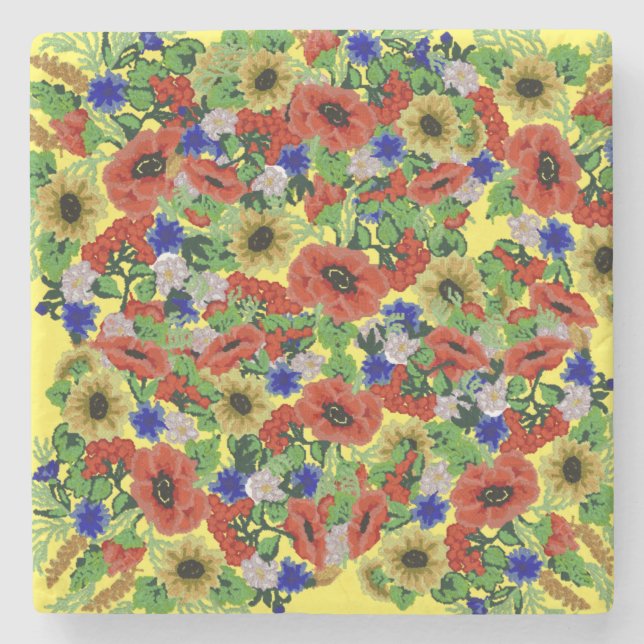 Dessous-de-verre En Pierre Motif traditionnel, Motif traditionnel roumain T-S (Devant)