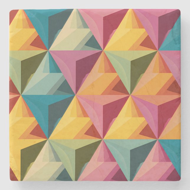 Dessous-de-verre En Pierre Motif Triangle Géométrique Gras  (Devant)