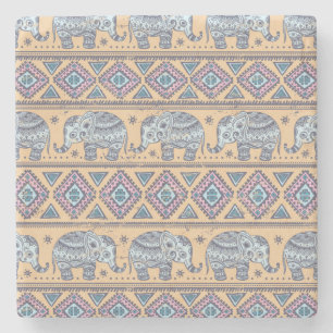 Dessous-de-verre En Pierre Motif tribal Blue Ethnic Elephant