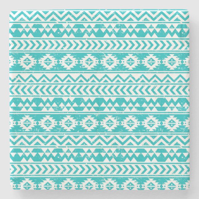 Dessous-de-verre En Pierre Motif tribal Turquoise Grunge Aztec (Devant)