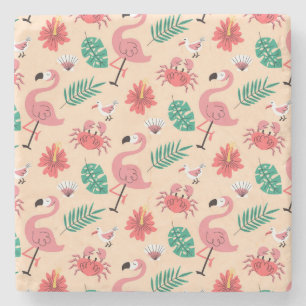 Dessous-de-verre En Pierre Motif tropical d'été Flamant rose