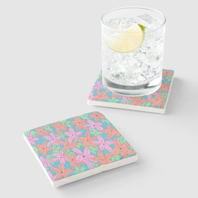 Dessous-de-verre En Pierre Motif Tropical Starfish (Côté)