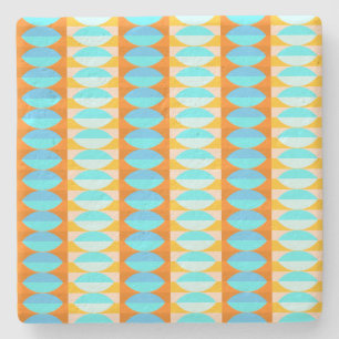 Dessous-de-verre En Pierre Motif turquoise bleu orange jaune coloré