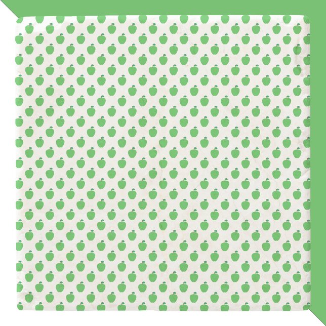 Dessous-de-verre En Pierre Motif vert pomme (A coaster with a pattern of green apples)