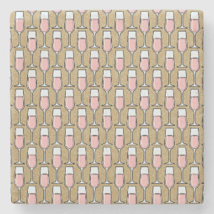 Dessous-de-verre En Pierre Motif Vin Rosé Or