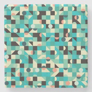 Dessous-de-verre En Pierre motif vintage avec triangles et cercles.