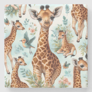 Dessous-de-verre En Pierre Motif vintage Cute Baby Giraffe