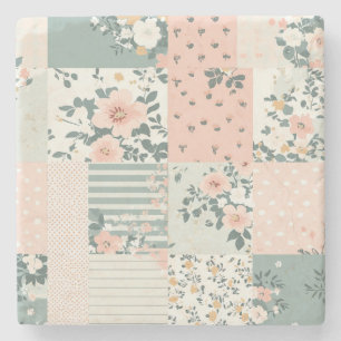 Dessous-de-verre En Pierre Motif vintage en écorce de fleurs - Pastel (1)