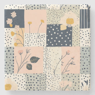 Dessous-de-verre En Pierre Motif vintage en écorce de fleurs - Pastel (5)