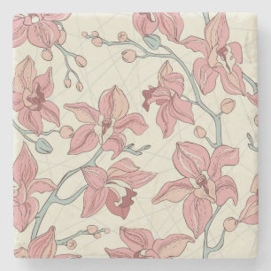 Dessous-de-verre En Pierre Motif Vintage orchidée : Papier élégant