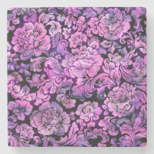 Dessous-de-verre En Pierre MOTIFS FLORAUX VIBRANTS Dessous de verre en pierre