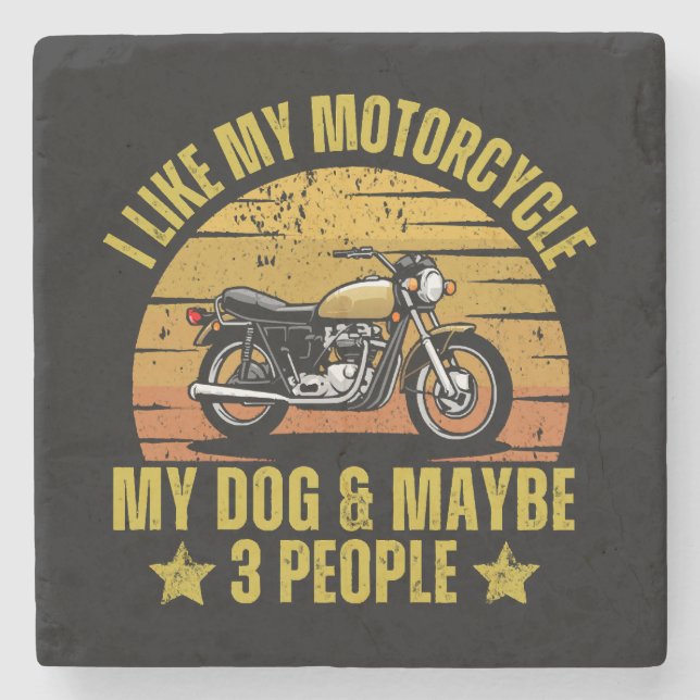 Dessous-de-verre En Pierre Motocyclette de chien (Devant)