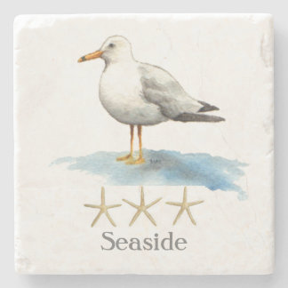 Dessous-de-verre En Pierre Mouette avec l'aquarelle d'étoiles de mer