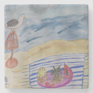 Dessous-de-verre En Pierre Mouettes sur la plage