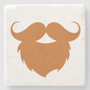 Dessous-de-verre En Pierre Moustache marron drôle