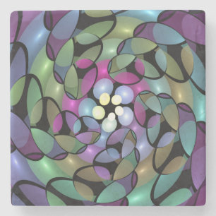 Dessous-de-verre En Pierre Mouvements colorés Abstrait Trippy Fractal Art