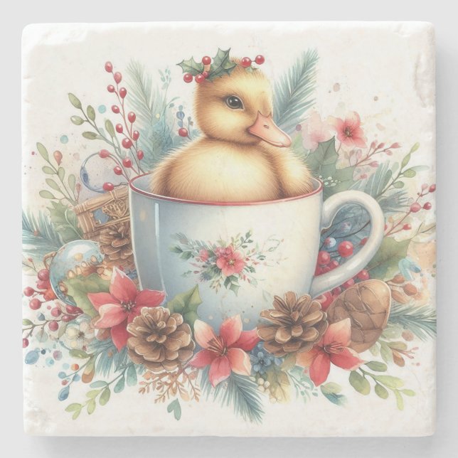 Dessous-de-verre En Pierre Mug de Noël Canard (Devant)