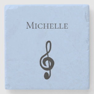 Dessous-de-verre En Pierre Musical Simple Treble Clef Cute Cute Custom Blue