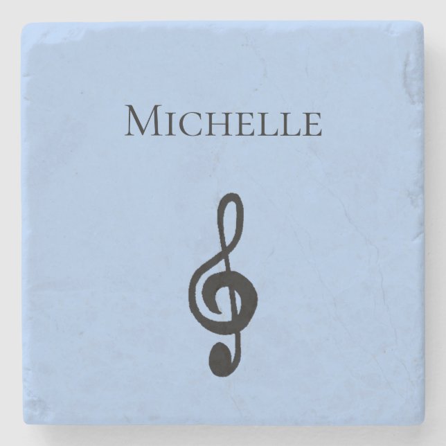 Dessous-de-verre En Pierre Musical Simple Treble Clef Cute Cute Custom Blue (Devant)