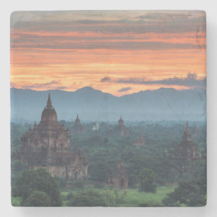 Dessous-de-verre En Pierre Myanmar, lever de soleil à Bagan
