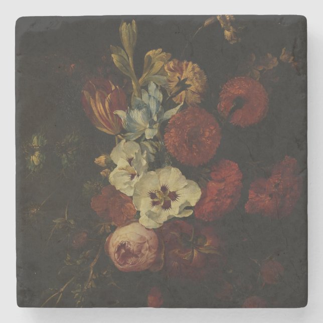 Dessous-de-verre En Pierre Nature morte avec fleurs (Devant)