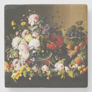 Dessous-de-verre En Pierre Nature morte de fruits floraux vintage de Severin 