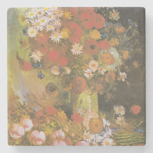 Dessous-de-verre En Pierre Nature morte florale de Van Gogh Red Poppies & Ros