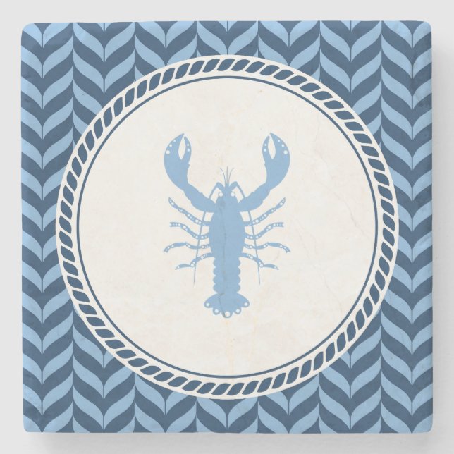 Dessous-de-verre En Pierre Nautical Blue Lobster côtier  (Devant)