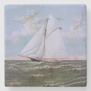 Dessous-de-verre En Pierre Navire de voile antique sloop yacht voilier océan