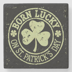 Dessous-de-verre En Pierre Né Chanceux Le Jour De La Saint-Patrick Anniversai