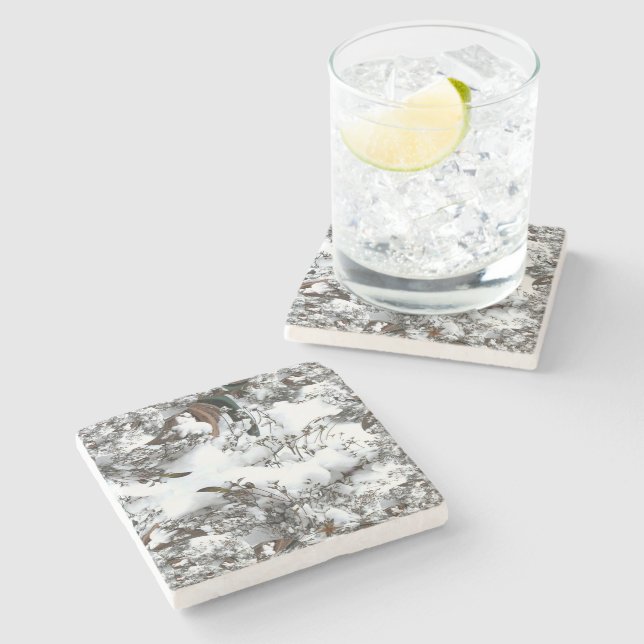 Dessous-de-verre En Pierre Neige Abstraite (Côté)