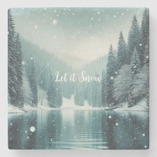 Dessous-de-verre En Pierre Neige en hiver, lac de montagne